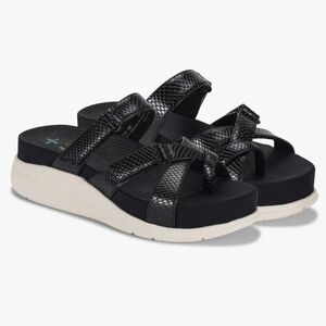 Baretraps Posture Snake Print Selby Slide Sandals, Black, 11 M